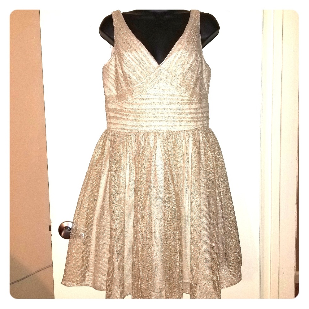 Aidan Mattox Gold Shimmering Tulle Party Dress